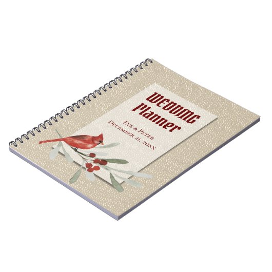 シンプル冬(鳥)ショウジョウコウカンチョウウェディングプランナー ノートブック (左側)