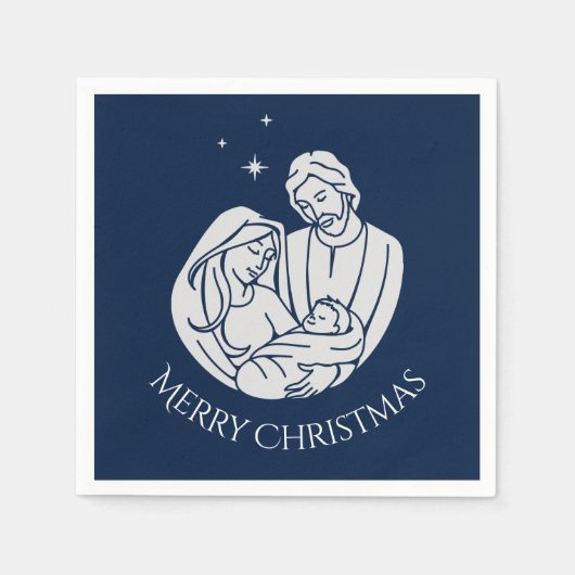 シンプル出生エレガントベビーイエスメリークリスマス スタンダードカクテルナプキン (正面)