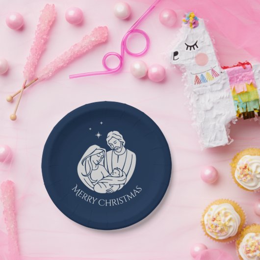 シンプル出生エレガントベビーイエスメリークリスマス ペーパープレート (パーティー)