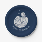 シンプル出生エレガントベビーイエスメリークリスマス ペーパープレート (正面)