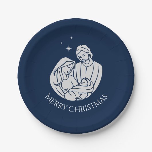 シンプル出生エレガントベビーイエスメリークリスマス ペーパープレート (正面)