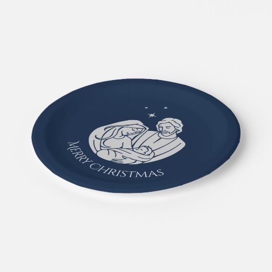 シンプル出生エレガントベビーイエスメリークリスマス ペーパープレート (アングル)