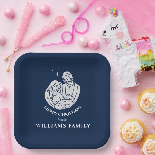 シンプル出生エレガントベビーイエスメリークリスマス ペーパープレート (パーティー)