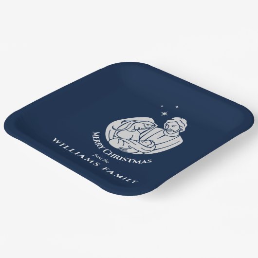 シンプル出生エレガントベビーイエスメリークリスマス ペーパープレート (傾斜あり)