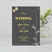 シンプル分岐及びリボオ結婚ンのカード 箔招待状 (立ち正面)