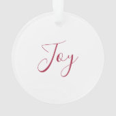 シンプル初のクリスマスレッドスクリプトジョイフォト オーナメント (裏面)