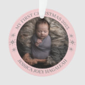 シンプル初めてのクリスマスのパーソナライズされたベビー写真 オーナメント (正面)
