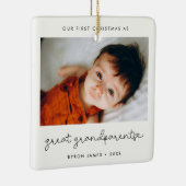シンプル初めてのクリスマスを祖父母と素晴らしして写真 セラミックオーナメント (右)