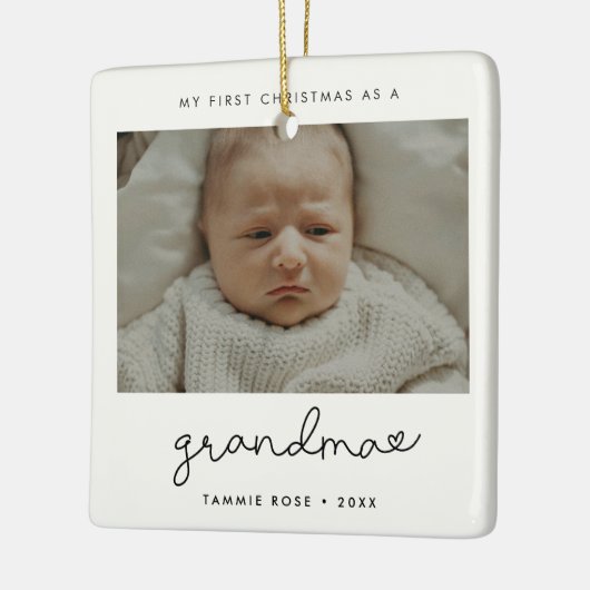 シンプル初めてのクリスマスモダンおばあちゃん セラミックオーナメント (左)