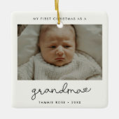 シンプル初めてのクリスマスモダンおばあちゃん セラミックオーナメント (正面)