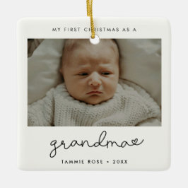 シンプル初めてのクリスマスモダンおばあちゃん セラミックオーナメント