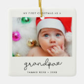 シンプル初めてのクリスマスモダンを祖父として セラミックオーナメント (正面)