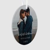 シンプル初めてのクリスマス婚約した オーナメント (正面)