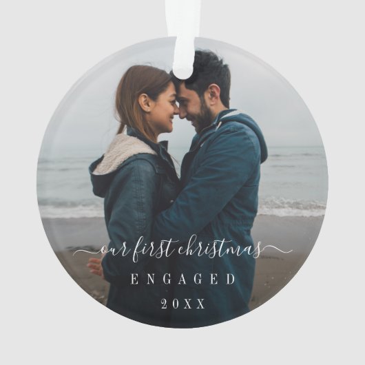 シンプル初めてのクリスマス婚約した オーナメント (裏面)