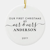 シンプル初めてのクリスマス結婚したのミスター&ミセスフォト セラミックオーナメント (正面)