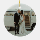 シンプル初めてのクリスマス結婚したのミスター&ミセスフォト セラミックオーナメント (裏面)