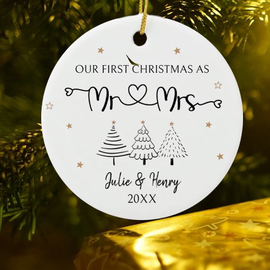 シンプル初めてのクリスマス セラミックオーナメント