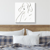 シンプル勉強 – 女性のスケッチ キャンバスプリント (インサイチュ (寝室))