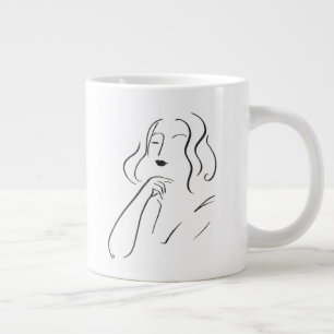 シンプル勉強-女性のスケッチ ジャンボコーヒーマグカップ