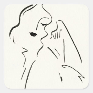 シンプル勉強 – 女性のスケッチ スクエアシール