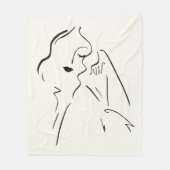 シンプル勉強 – 女性のスケッチ フリースブランケット (正面)