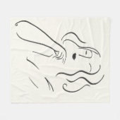 シンプル勉強 – 女性のスケッチ フリースブランケット (正面(横))