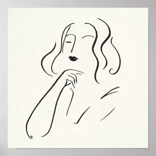 シンプル勉強 – 女性のスケッチ ポスター (正面)