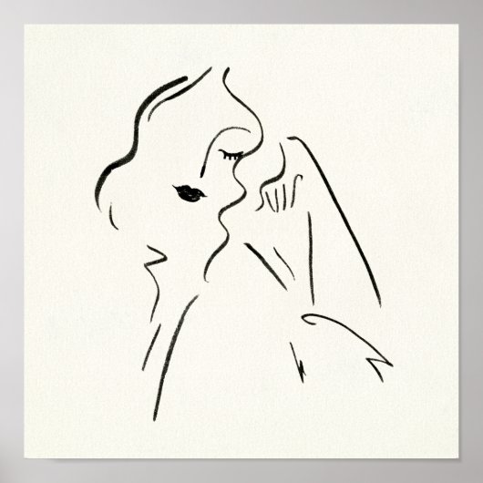 シンプル勉強 – 女性のスケッチ ポスター (正面)