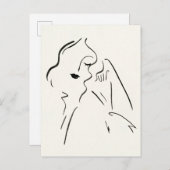 シンプル勉強 – 女性のスケッチ ポストカード (正面/裏面)