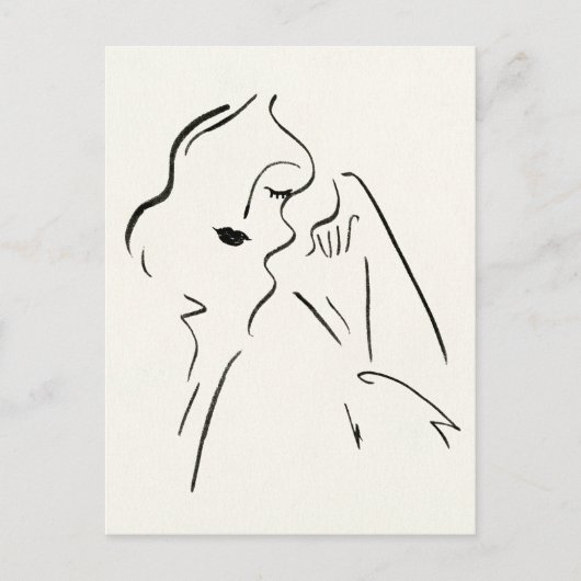 シンプル勉強 – 女性のスケッチ ポストカード (正面)