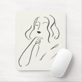 シンプル勉強 – 女性のスケッチ マウスパッド (マウス)