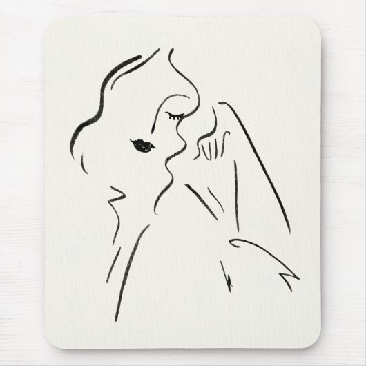 シンプル勉強 – 女性のスケッチ マウスパッド (正面)