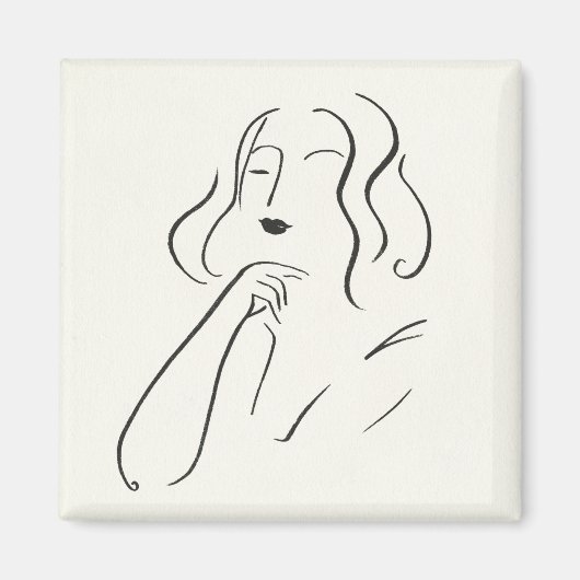 シンプル勉強 – 女性のスケッチ マグネット (正面)