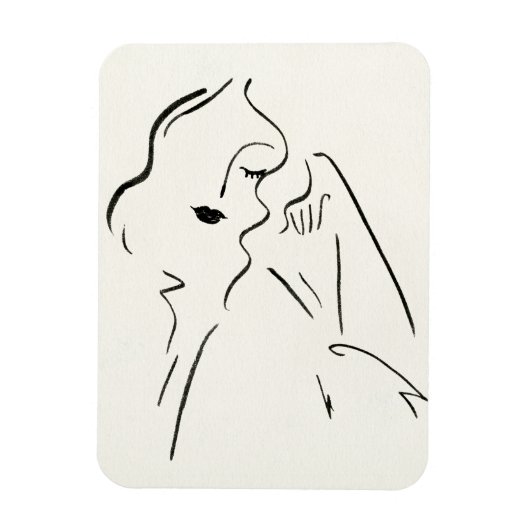 シンプル勉強 – 女性のスケッチ マグネット (縦)