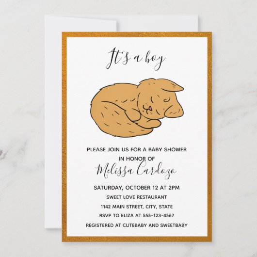 シンプル動物漫画ベビーシャワー招待状 招待状 (正面)