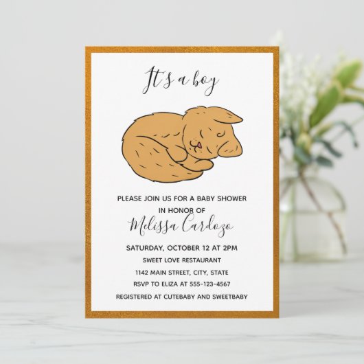 シンプル動物漫画ベビーシャワー招待状 招待状 (スタンド正面)