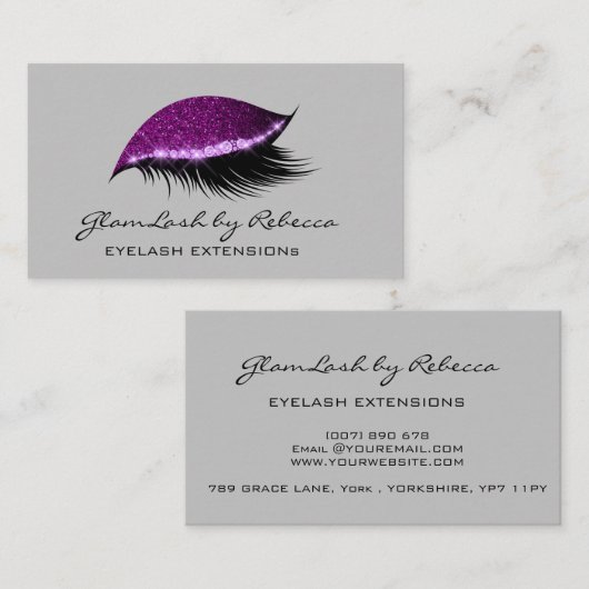 シンプル化粧美しいまつげラッシュグリッターパープル 名刺 (正面/裏面)