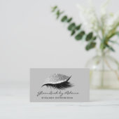 シンプル化粧美しい睫毛グリッター銀 名刺 (スタンド正面)