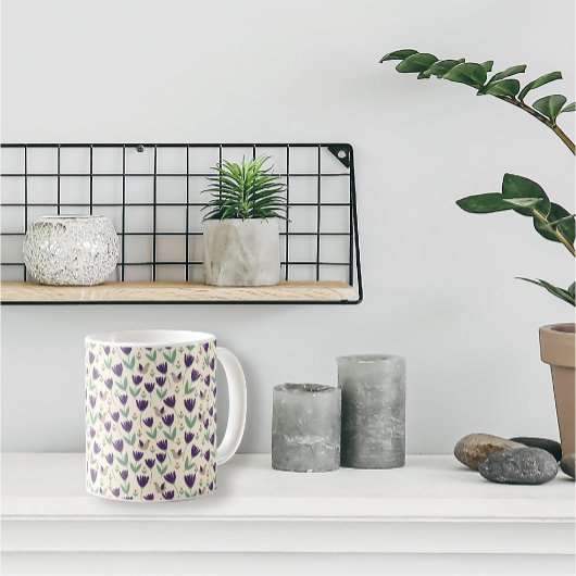 シンプル北欧の花と鳥のパターン コーヒーマグカップ