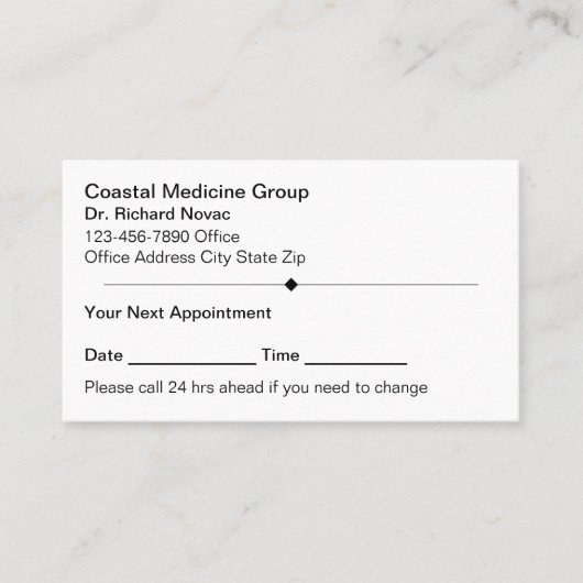 シンプル医モダン療アポイントメントカード結合 予約カード (正面)