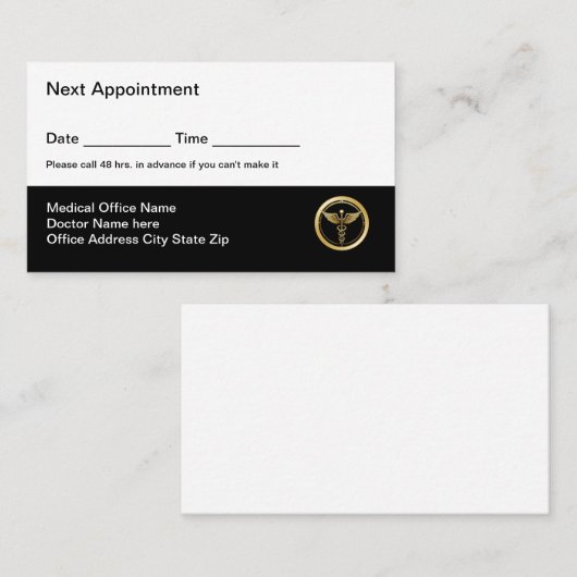 シンプル医務局アポイントメントカード 予約カード (正面/裏面)