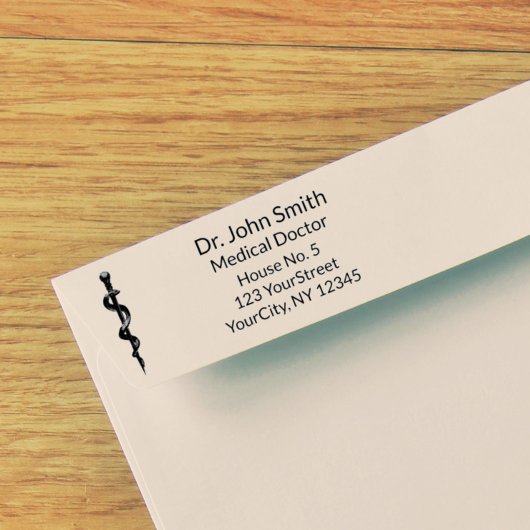 シンプル医用アスクレピウスカドゥセウス白黒 セルフインキングスタンプ