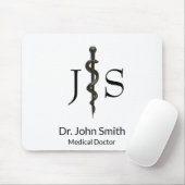 シンプル医用アスレピウスプロフェッショナル白黒 マウスパッド (マウス)