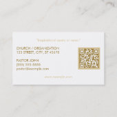 シンプル十字型の白と金ゴールド 名刺 (裏面)