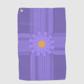 シンプル十字形の紫色の花モダン ゴルフタオル (正面)
