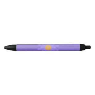 シンプル十字形の紫色の花モダン 黒ボールペン