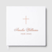 シンプル十字架の愛の思い出の葬儀の白 ゲストブック (正面)