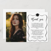 シンプル卒業ありがとう手書き | フォト サンキューカード (正面/裏面)