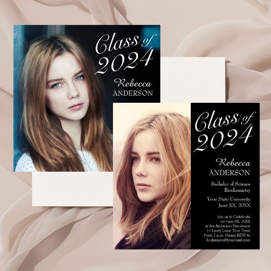 シンプル卒業エレガントパーティーの写真 招待状