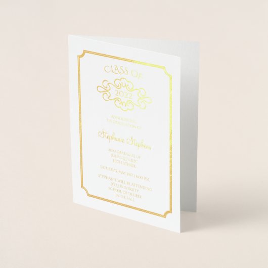 シンプル卒業エレガント発表写真 箔カード (正面)